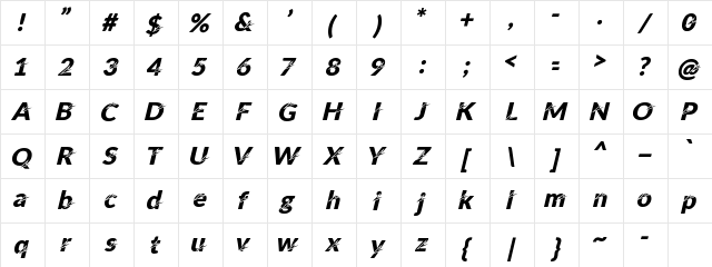 STING Regular  glyph index