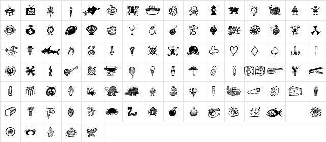 DF Daves Raves One ITC Regular  glyph index