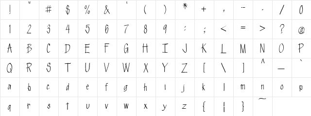 PC Kae's Kasual Regular  glyph index