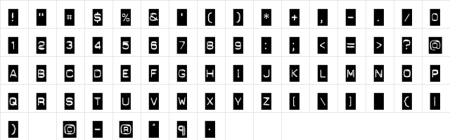 PunchLabel Regular  glyph index
