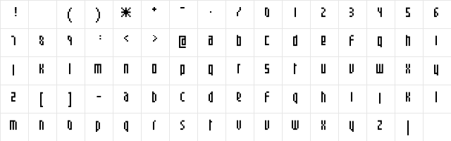 clickscope Regular  glyph index