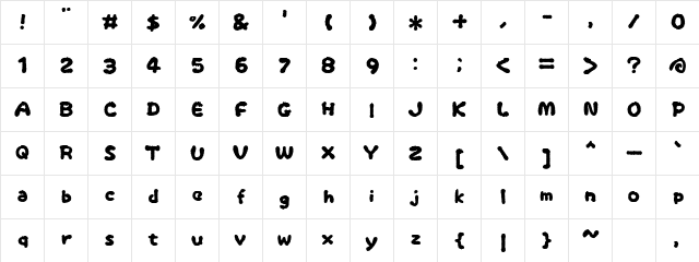 OkonomiAlphabet Regular  glyph index