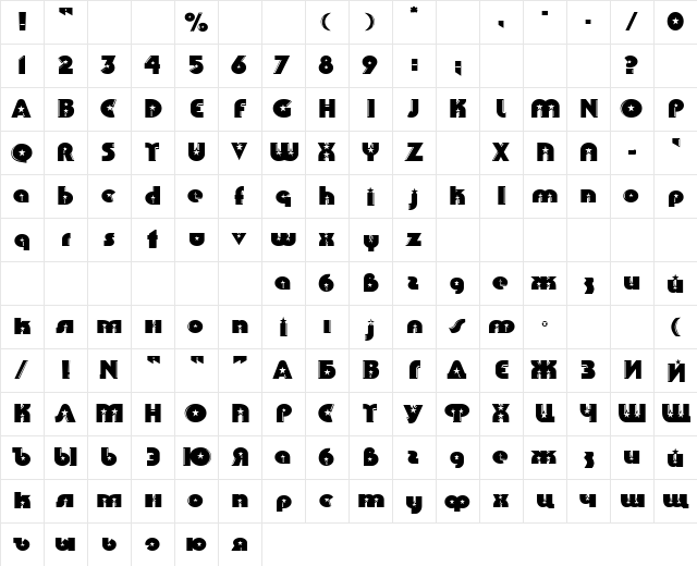 Collins Normal  glyph index