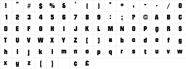 Conex Display SSi Regular  glyph index