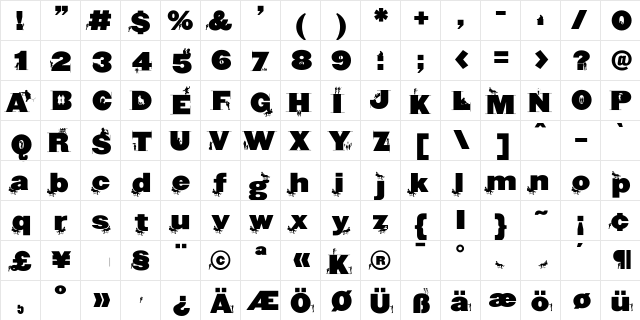 BlaxxConPersona Regular  glyph index