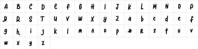 Blue Snow FREE Regular  glyph index