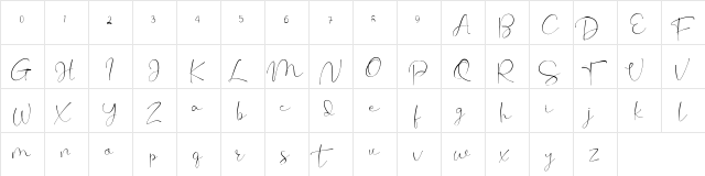 Cherissa Regular  glyph index