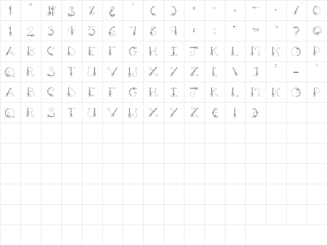 CK Fishing Pole Regular  glyph index