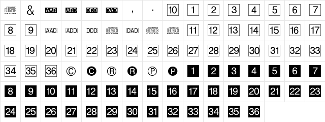DesignCD Normal  glyph index