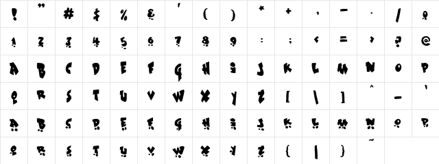 Hotty Black Regular  glyph index