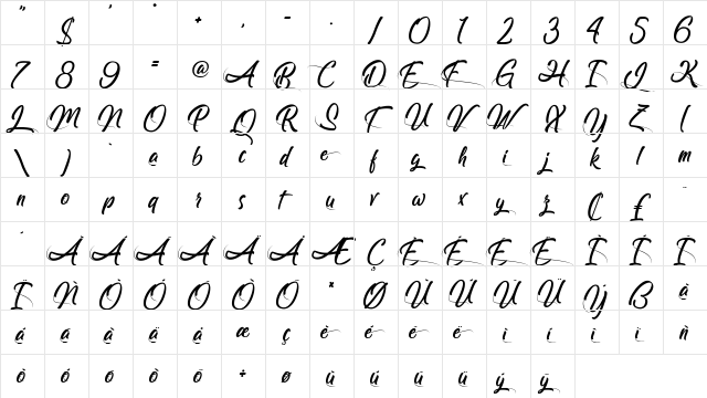 Follow Me Regular  glyph index