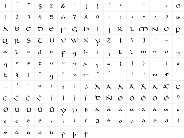 DorovarFLF-Carolus Regular  glyph index