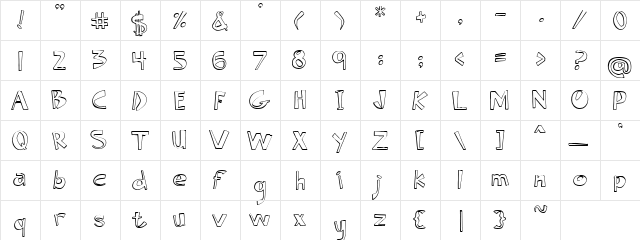 PC Shadow Hut Regular  glyph index