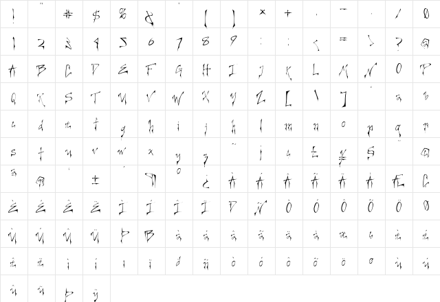 Creepygirl Light  glyph index