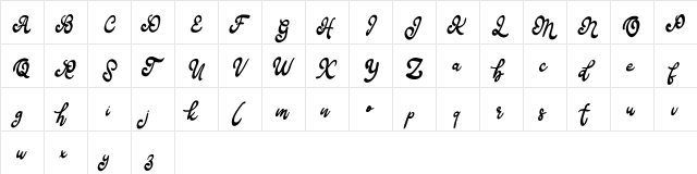 Bafera FREE Regular  glyph index