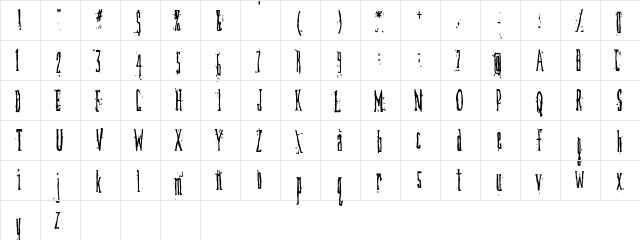 DirtyDeco Regular  glyph index