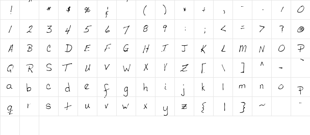 Terfont Regular  glyph index