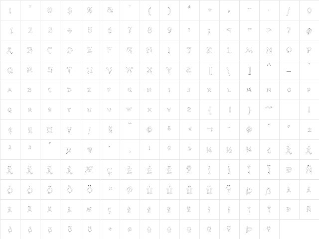 GengisKahnOutline Regular  glyph index