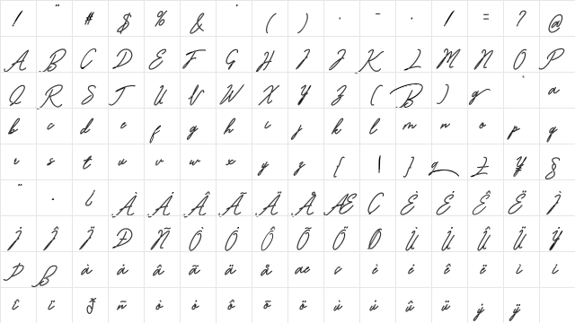 Bardeng Regular  glyph index