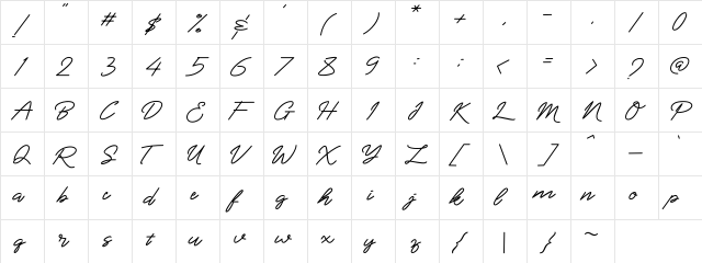 Semirang Regular  glyph index