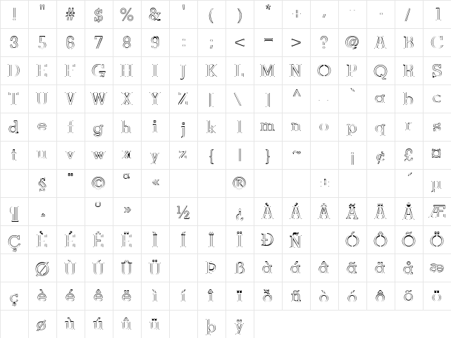 Marge 1 Regular  glyph index