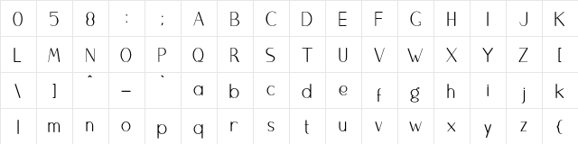 Brightydfn Regular  glyph index