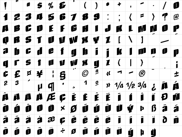 After Regular  glyph index