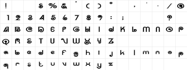 Die Hard Regular  glyph index