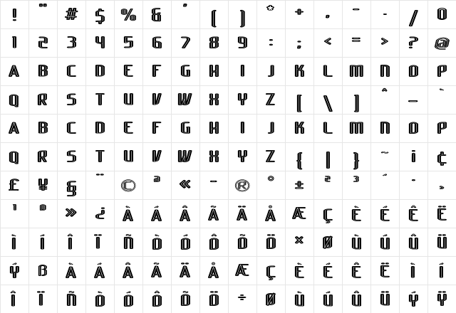 Lakisa Rounded Stencil Expanded  glyph index