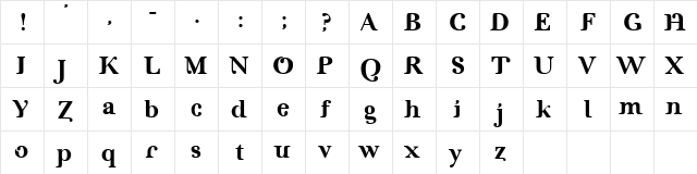 Hipsters Delight Regular  glyph index