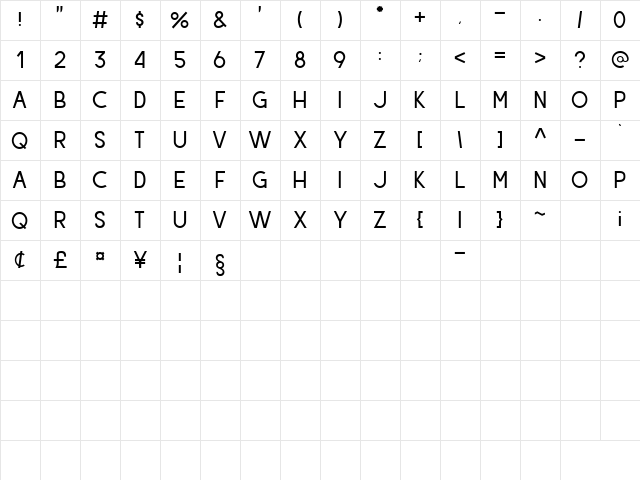 Hiyotori Regular  glyph index