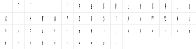 esoterrace Regular  glyph index
