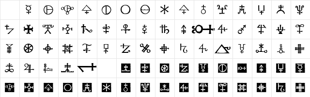 Agathodaimon Regular  glyph index