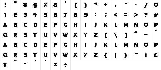 Gorgeous Grafix Regular  glyph index