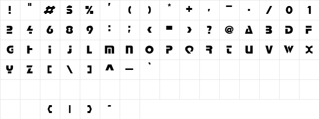 Airliner 2 Regular  glyph index