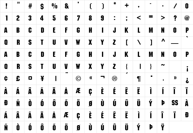 ft42 Regular  glyph index