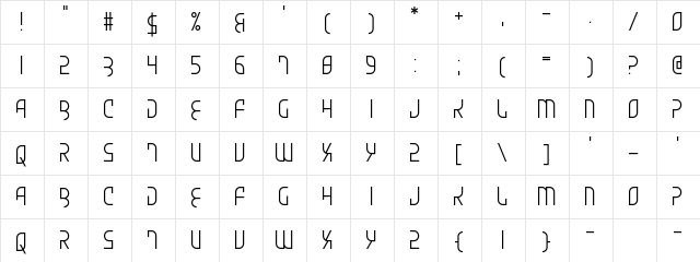 Skydiver On The Wing Regular  glyph index