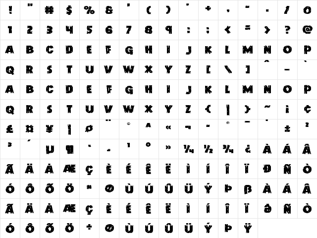 Dokter Monstro Expanded Expanded  glyph index