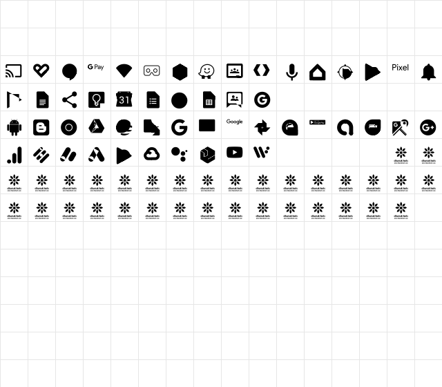 Font Google Color Regular  glyph index