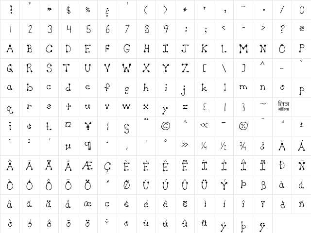 LEHN064 Regular  glyph index