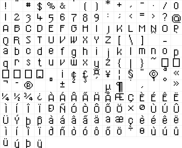 01Cinematix Regular  glyph index