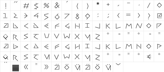 UncialFifty Regular  glyph index
