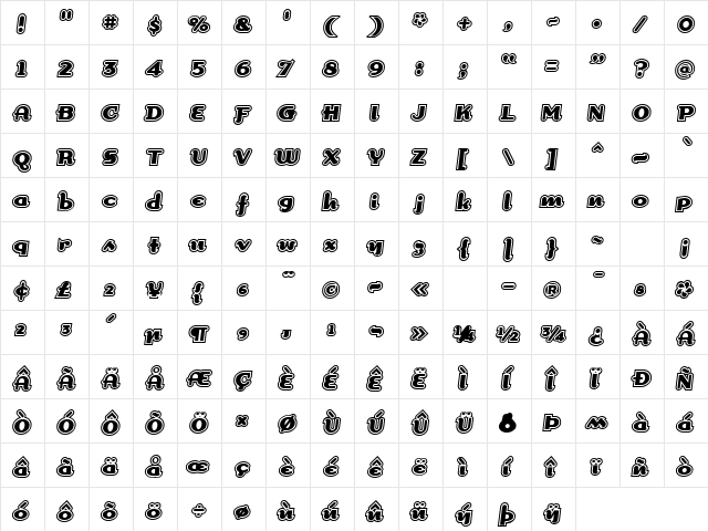 Dogma Outline Regular  glyph index