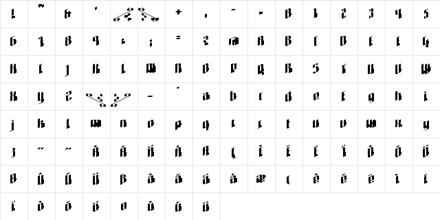 Few karen2 Regular  glyph index