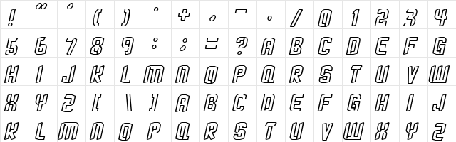 StrangePhenomena Outlined Regular  glyph index