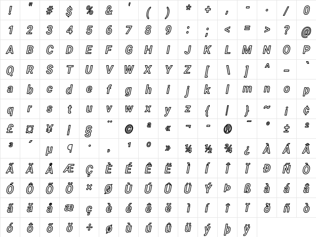 Asimov NarOuIt  glyph index