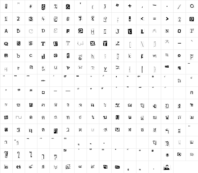 AH_LuGDeK Regular  glyph index