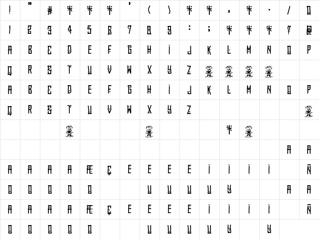 El Forastero Regular  glyph index