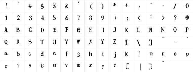 Lingming manuscript Regular  glyph index