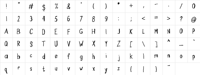 Ugly Rumor Regular  glyph index